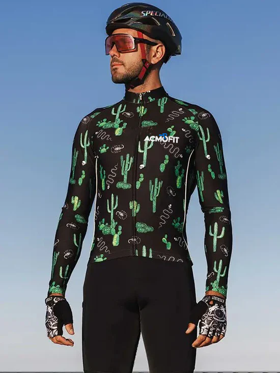 Totally Cactus  Men's Long Sleeve Jersey-Black